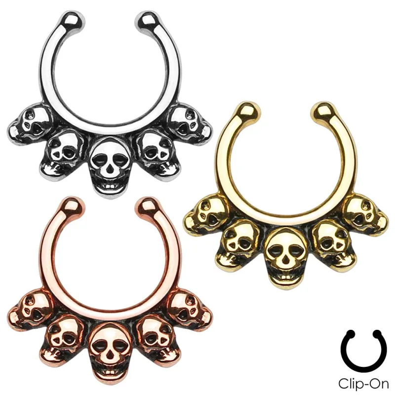 Faux piercing septum skulls