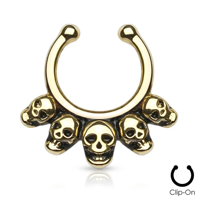 Faux piercing septum skulls