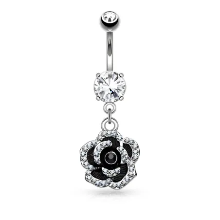 Piercing nombril fleur noire