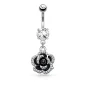 Piercing nombril fleur noire