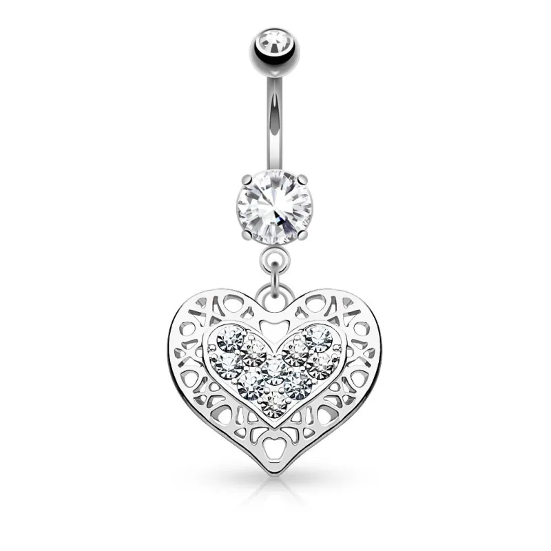 Piercing nombril coeur filigrane