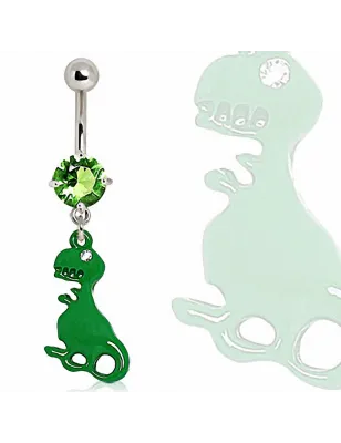 Piercing nombril pendentif dinosaure vert