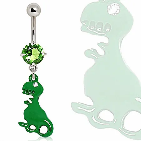 Piercing nombril pendentif dinosaure vert