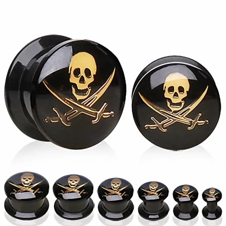 Piercing plug acrylique crâne de pirate