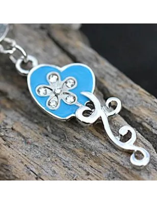 Piercing nombril coeur bleu et fleur