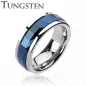 Bague Tungstène Multi-facettes Carré Bleu