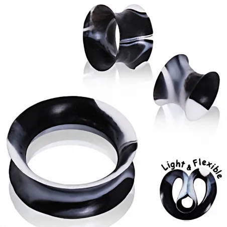 Piercing plug silicone noir marbré