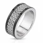 Bague homme acier cables noir