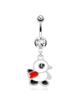 Piercing nombril pingouin écharpe rouge