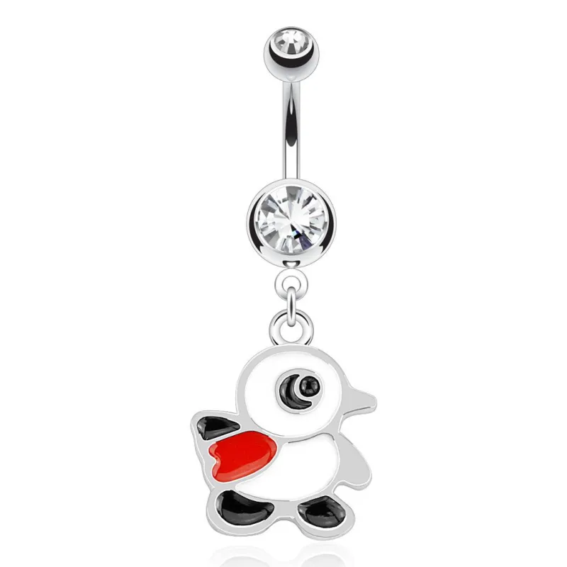 Piercing nombril pingouin écharpe rouge