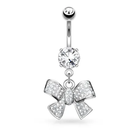 Piercing nombril pendentif noeud pavé de strass