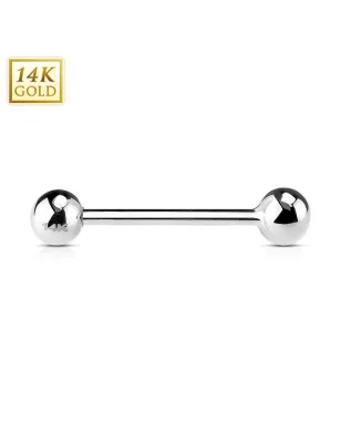 Piercing Barbell Langue Téton en Or Blanc 14 Carats