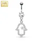 Piercing nombril Or blanc 14 carats Main de fatma