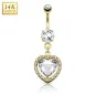 Piercing nombril Or jaune 14 carats coeur solitaire