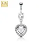 Piercing nombril Or blanc 14 carats coeur solitaire