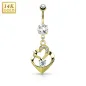 Piercing nombril Or jaune 14 carats double coeur