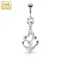 Piercing nombril Or blanc 14 carats double coeur