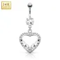 Piercing nombril Or blanc 14 carats coeur filigrane