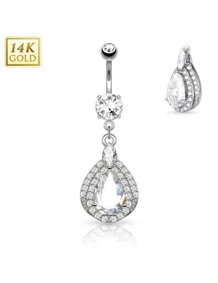 Piercing nombril Or blanc 14 carats larmes