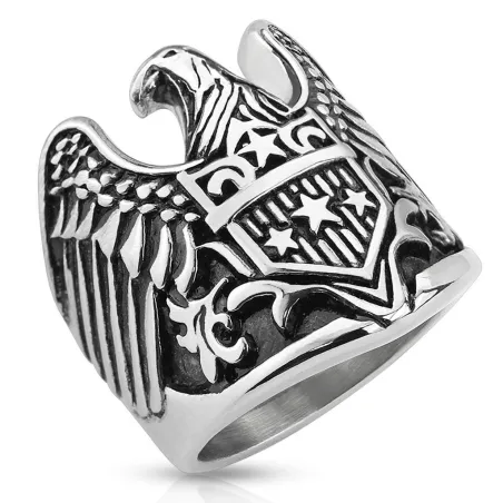 Bague home biker aigle bouclier étoiles