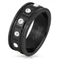 Bague rectangulaire 12 gemmes noir