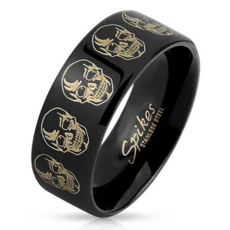 Bague homme acier noir skulls