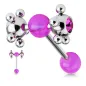 Piercing langue multi billes violet