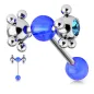 Piercing langue multi billes bleu