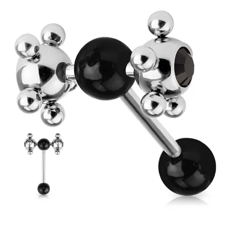 Piercing langue multi billes noir