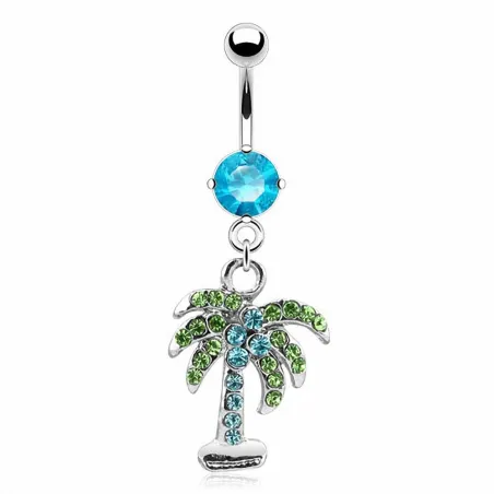 Piercing nombril palmier turquoise