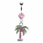 Piercing nombril palmier rose