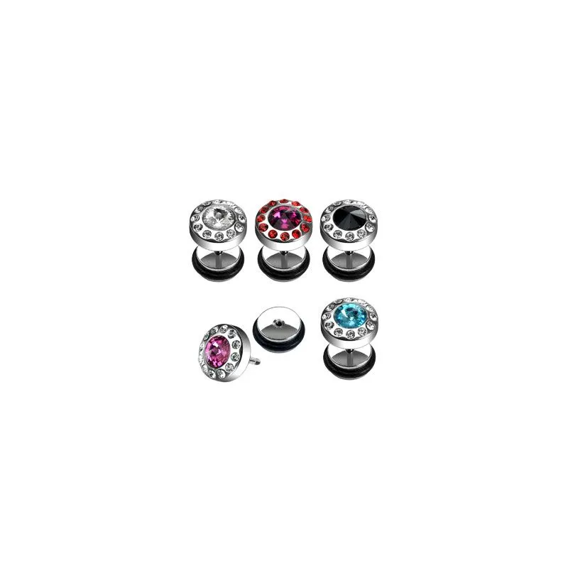 Piercing faux plug gemme et strass