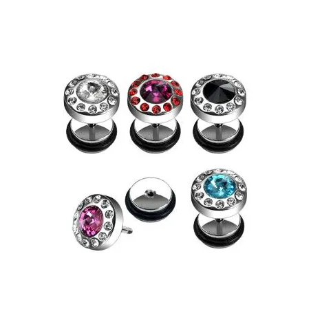 Piercing faux plug gemme et strass