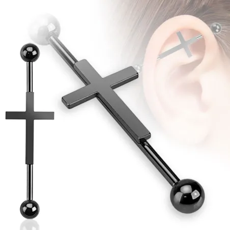 Piercing industriel croix noire