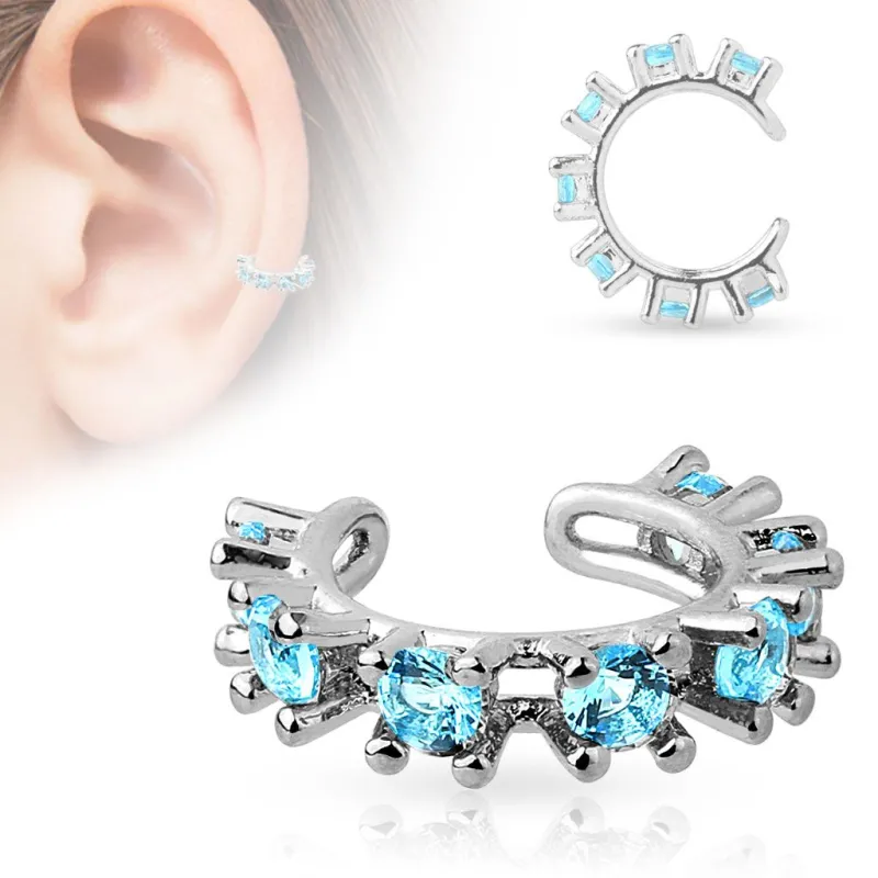 Faux piercing oreille manchette strass turquoise