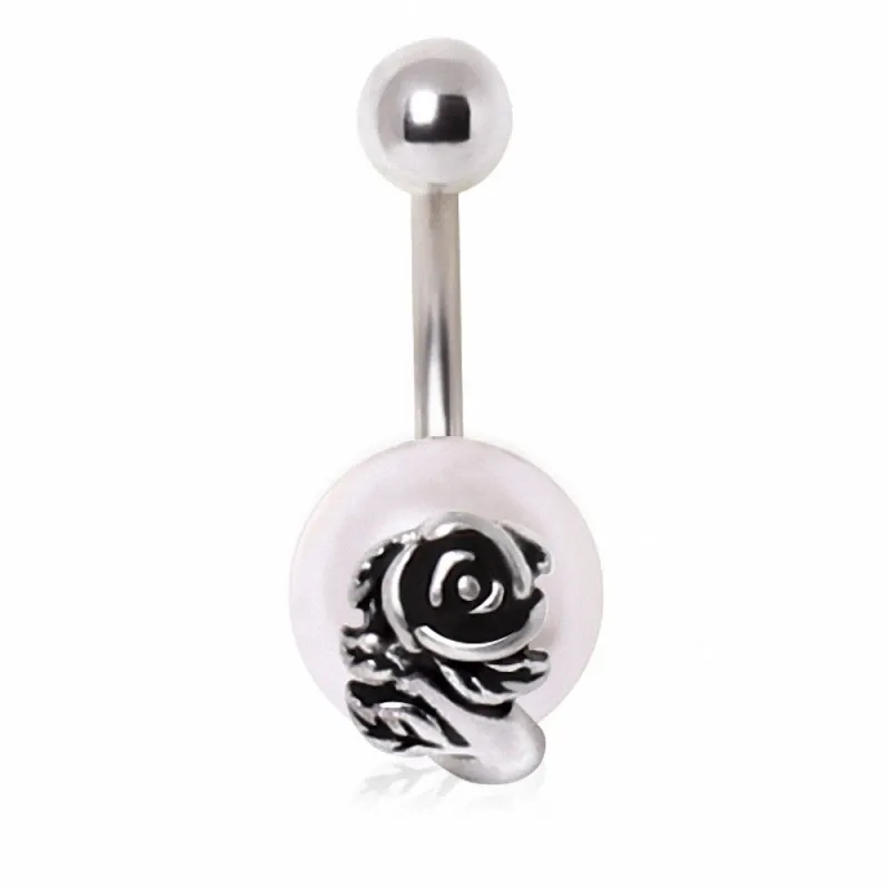 Piercing nombril perle rose