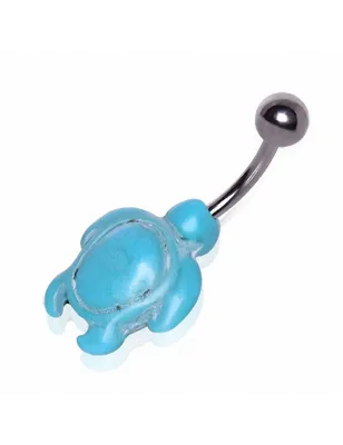 Piercing nombril tortue turquoise