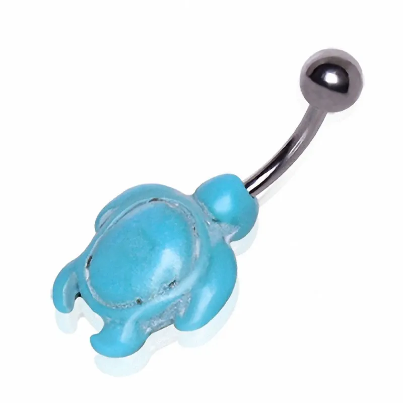 Piercing nombril tortue turquoise