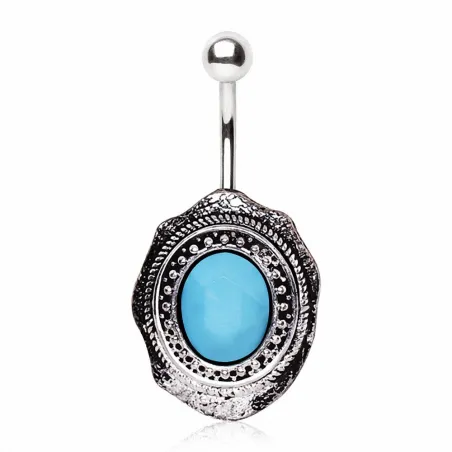 Piercing nombril broche turquoise