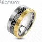 Bague homme titane labyrinthe trois tons