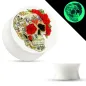 Piercing plug phosphorescent sugar skull roses