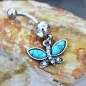 Piercing nombril turquoise papillon