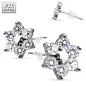 Paire boucles d'oreille argent fleur étoile