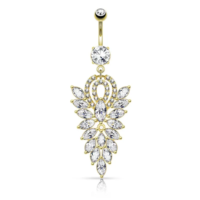 Piercing nombril pendentif chandelier plaqué or