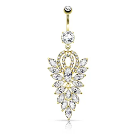 Piercing nombril pendentif chandelier plaqué or