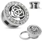 Piercing tunnel oreille rose et gemmes