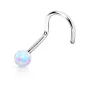 Piercing nez tige tire-bouchon opale blanche