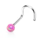 Piercing nez tige tire-bouchon opale rose