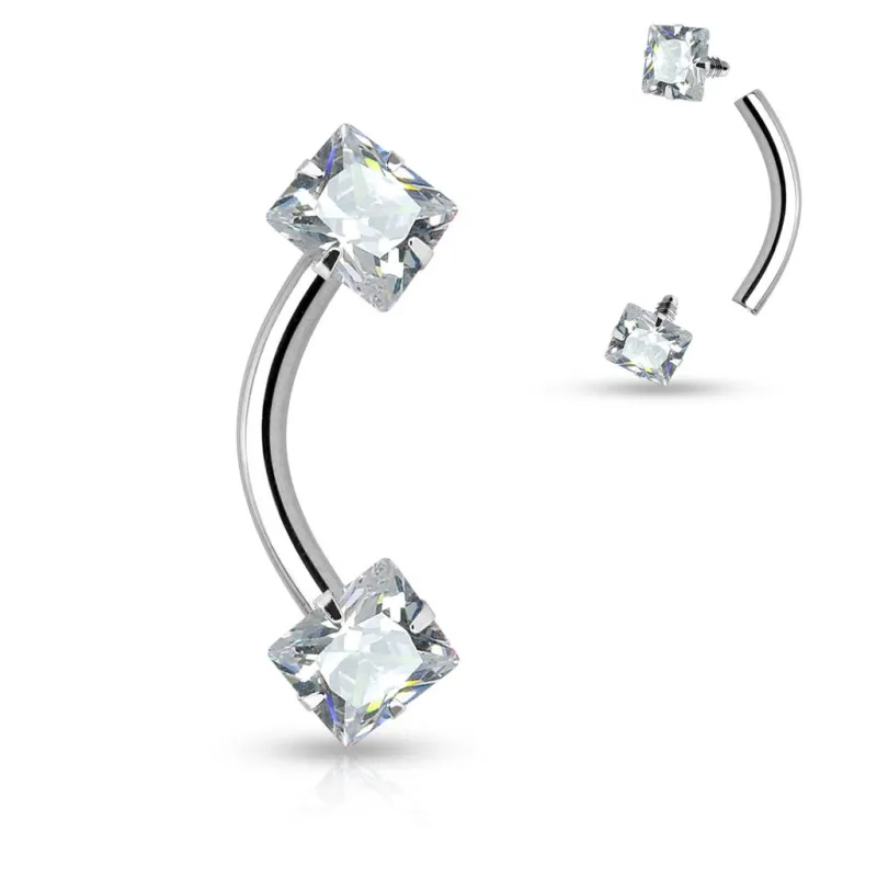 Piercing arcade strass carré