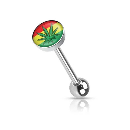 Piercing langue feuille de cannabis jamaique